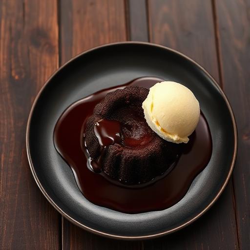 Coulant de chocolate negro con Helado